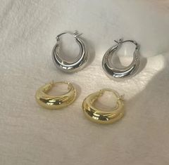 ピアス チャンキーフープ  フープピアス レディース メンズ 両耳用 1ペア　ゴールド  シンプル クール 男女兼用 オールシーズン