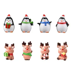 【新品】 クリスマス ミニチュア 置物 8個セット 可愛い 樹脂 ペンギン トナカイ ミニ クリスマス オーナメント 置物 クリスマス 飾り 卓上 盆栽 鉢植え 園芸 小道具 装飾 クリスマスプレゼント Christmas Decorations (マルチ 0