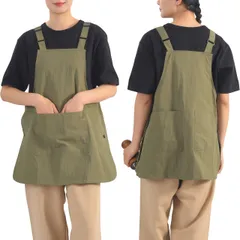 新品 [Mutenye] エプロン かぶるだけ メンズ レディース ワンピース型 サイドボタン H型 お尻が隠れる 撥水 速乾 汚れにくい 調節可能 大容量ポケット付き おしゃれ シンプル 無地 ワークエプロン カフェ キッチン 料理用 作業用 業務用