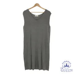 ☆美品☆ PLST プラステ ワンピース Vネック Iライン シンプル ノースリーブ ひざ丈 レディース グレー M 901-12718 送料無料 古着