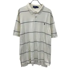 POLO RALPH LAUREN 半袖 ロゴ ポロシャツ 2XL ホワイト×ボーダー ポロラルフローレン ワンポイントロゴ 古着卸 アメリカ仕入 a707-5223