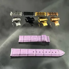 ライトパープル 本革 牛革 クロコダイル ベルト バンド Dバックル