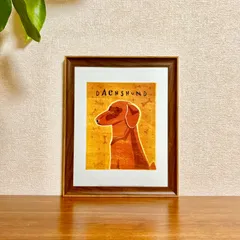 新品☆額縁付アートポスター☆犬の絵☆Dachshund (red)☆ダックスフント☆インテリア☆動物病院／店舗様必見◆壁掛け☆17