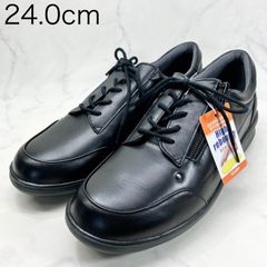 【新品 訳あり】【3E】アトリエ　サイドファスナーレースアップスニーカー　24.0ｃｍ　黒