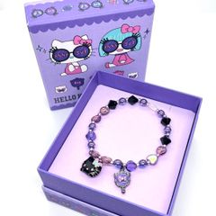 美品★希少★ANNA SUI × HELLO KITTY ブレスレット アナスイ ハローキティ 50周年記念 サンリオ コラボ ブレスレット パープル ブラック 専用BOX付き