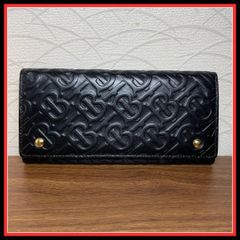 【極美品】BURBERRY モノグラム 長財布 二つ折り財布 エンボス 黒 美品】BURBERRY モノグラム 長財布 二つ折り財布 エンボス 黒