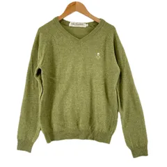 美品 united bamboo ユナイテッドバンブー Vネック ワンポイント 秋冬 AW 長袖ニット ウール グリーン レディース 2【古着】【中古】【送料無料】のサムネイル