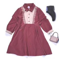 アクシーズファムキッズ　axesfemmeKIDS　ワンピース　レトロガーリー　くすみピンク　長袖　120