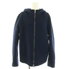 ジルサンダー JIL SANDER ウールジャケット ジップアップ フード ウール 38 M 紺 ネイビー 黒 ブラック /YTのサムネイル