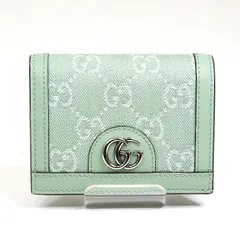 グッチ GUCCI オフィディア GG カードケース ウォレット 523155 ペールグリーン 二つ折り財布【中古】Sランク