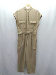 ◇ ⊂ nano universe ナノ ユニバース ノーカラー ノースリーブ サロペット サイズ38 カーキ系 レディース E  【1503060048757】