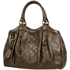 グッチ GUCCI グッチシマ スーキー ハンドバッグ GG柄 トートバッグ シグネチャー ハンドバッグ シマレザー ダークブラウン 211944 レディース 【中古】