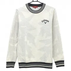 キャロウェイ レッドレーベル セーター 白×グレー 総柄 ウール混 ニット  メンズ M ゴルフウェア Callaway