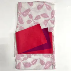 （中古品） レディース 浴衣 帯 リバーシブル 2点セット 変わり織 フリーサイズ 白 薄ピンク