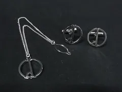 ■美品■ dunhill ダンヒル カフスボタン カフリンクス タイチェーン アクセサリー 2点セット ビジネス 紳士 メンズ シルバー系 DK0381