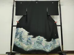 正絹 十日町友禅作家 阿部佳雪 黒留袖 着物リメイク ロングドレス セミオーダー 黒留袖レンタル 黒留袖MOサイズ 十日町友禅：阿部佳雪 胡蝶蘭