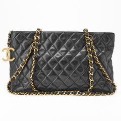 CHANEL シャネル ショルダーバッグ トートバッグ ラムスキン マトラッセ ココチャーム　黒（ゴールド金具）レディースバッグ  ブランド【中古】【送料無料】