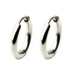 【シルバー × 10mm】[Cream dot. クリームドット公式] ステンレス製 金属アレルギー つけっぱなし フープ メンズ 小さめ 極小 大きめ 中折れ サージカルステンレス キャッチレス 両耳用 リング 大人 上品 シンプル