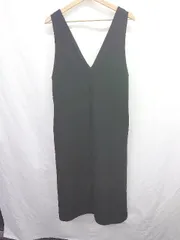 ◇ ⊂ Alma Design アルマデザイン 無地柄 - ロング ジャンパースカート サイズM ブラック系 レディース E  【1508060027900】