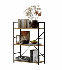 新品 ANDWINT ラック 棚 オープンシェルフ 収納ラック スリム 隙間収納 木製棚板 スチール 幅58.6×奥行23.5×高さ80cm 3段 組立品 オーク