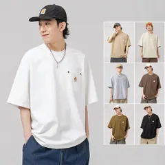 [ALLAXII] tシャツ メンズ 半袖 夏服 ゆったり おおきいサイズ 綿100% 無地 丸襟 五分袖 3XL ホワイト