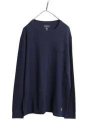 【お得なクーポン配布中!】 ポロ ラルフローレン サーマル 長袖 Tシャツ メンズ XL / 古着 ロンT アンダーシャツ ワッフル ワンポイント 大きいサイズ 3D エンボス 紺