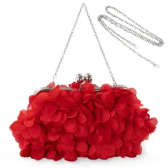 [JAMBHALA] 女性用エレガントなイブニングパース、小さなフローラルクラッチバッグ、結婚式、パーティー、プロム用の取り外し可能なチェーン付き