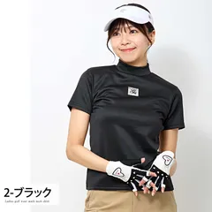 ゴルフウェア レディース モックネック gs GOLF ポロシャツ ハイネック 半袖 ストレッチ 高周波シルバーロゴ トップス 無地 おしゃれ かわいい 韓国系 春夏 ldtop24 2-ブラック