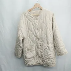 ◇ ⊇ INGNI イング ノーカラー 中綿 長袖 キルトジャケット サイズM ベージュ レディース E  【1412090058929】