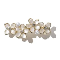 [TIGLOSS] バレッタ ヘアアクセサリー 結婚式 お呼ばれ 大きめ パール 髪留め 髪飾り 和装 ヘアピン ヘアクリップ まとめ髪 おしゃれ 大人（タイプB） [タイプBゴールド]