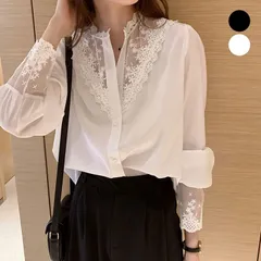 ブラウス レディース 刺繍 シャツ レースブラウス 長袖 トップス 大人セレブ カットソー おしゃれ カジュアル 可愛い シンプル 韓国ファッション 春 夏 秋 新作 nvrhua02