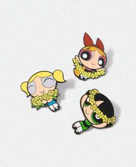 THE POWERPUFF GIRLS 파워퍼프걸즈 핀 배지 3개 세트 버블스 버터컵 블로섬 꽃 플라워 핀즈 파워퍼프 브로치 패션 아이템 귀여운 아메코미 캐릭터 헤세이 레트로 선물 선물 해외 잡화