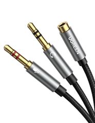 3.5mm 4極 3極 UGREEN 変換ケーブル 4極(メス) -3極(オス*2)マイク 変換ケーブル 3.5mm 変換ケーブル ステレオ Hi-Fi音質再生 多重シールド 高耐久性ナイロン編み 24K金メッキコネクタ マイク入力・ヘッドホン出力 プラグSt