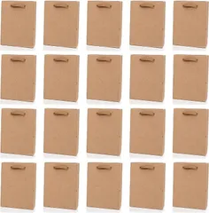 EXDUCT 紙袋 20枚セット 手提げ クラフト ショッピングバッグ 無地 ひも 手提げ袋 ギフトバッグ(ブラウン 20枚)