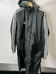 【希少モデル】adidas アディダス 中綿 裏ボア ロングベンチコート ブラック Lサイズ 防寒