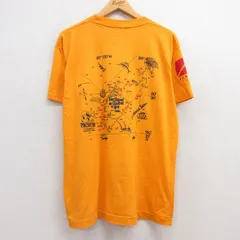 XL/古着 半袖 ビンテージ Tシャツ メンズ 90s 地図 魚 クルーネック 濃黄 イエロー 25apr15 中古