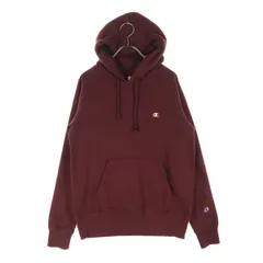 美品 Champion チャンピオン ワンポイントロゴ 長袖 スウェットパーカー LL ワインレッド レディース 古着