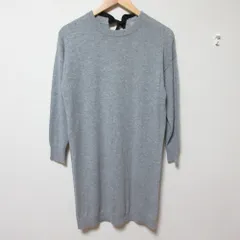 美品 ERDOS オルドス カシミア100％ バックリボン 長袖 チュニック ニット ワンピース S グレー レディース 古着 中古 USED