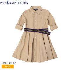 ポロ ラルフローレン ワンピース 312699674 キッズ ジュニア 子供 BELT COTTON CHINO SHIRTDRESS POLO RALPH LAUREN カラー:カーキ  品番：21231387