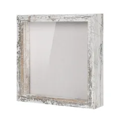 【迅速発送】Telarana 額縁 立体額 ボックスフレーム フォトフレーム 色紙 壁掛け 卓上 ドライフレーム お祝い ディストレス・ホワイト 「外径224 x224 x45 MM 内径192 x192 x25 MM」