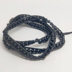 オニキス 3連 本革 ブレスレット天然石 パワーストーン ジェムストーン  AUULA jewelry 241213
