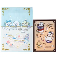 新品 サンスター文具(Sun-Star Stationery) ちいかわ クリアファイル Wonder Tea Time ファイル&エンベローブ付きセット ティータイムAとワンダーランドA N21401SA