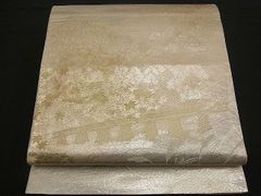 A◇着物くつろぎ 夏物 草花模様 金糸 萩 六通 正絹 薄物 絽 紗 袋帯