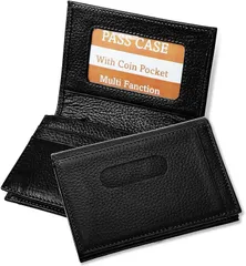 Harewith 名刺入れ メンズ 小銭入れ付き 免許証入れ 定期入れ カードケース パスケース 日本ブランド 本革 二つ折り(ブラック)