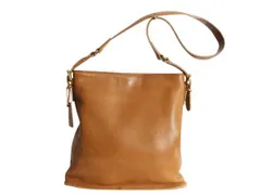 【お得なクーポン配布中!】 USA製 オールドコーチ 本革 レザー ショルダーバッグ 古着 COACH レザーバッグ コーチ レディース メンズ  肩掛け 斜め掛け ブラウン 牛革