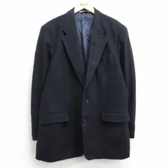M/古着 長袖 テーラード ジャケット メンズ 90s ロング丈 ウール 濃紺 ネイビー 25feb01 中古 アウター