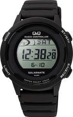 ブラック [シチズンQ&Q] 腕時計 Q&Q デジタル 電波 ソーラー 10気圧防水 ウレタンベルト D01A-001VK メンズ ブラック