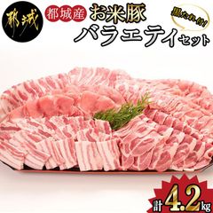 宮崎産 お米豚セット こま切れ バラスラ バラ焼き 肩ロース ロース 4.2kg