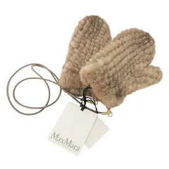 マックスマーラ MAX MARA タグ付き 白タグ ミンクファー ミトン 手袋 グローブ 毛皮 リアルファー 紐付き ML ライトブラウンのサムネイル