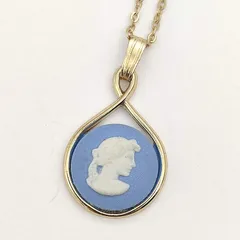 【美品】WEDGWOOD　ウェッジウッド　カメオネックレス　ブルー　ゴールド